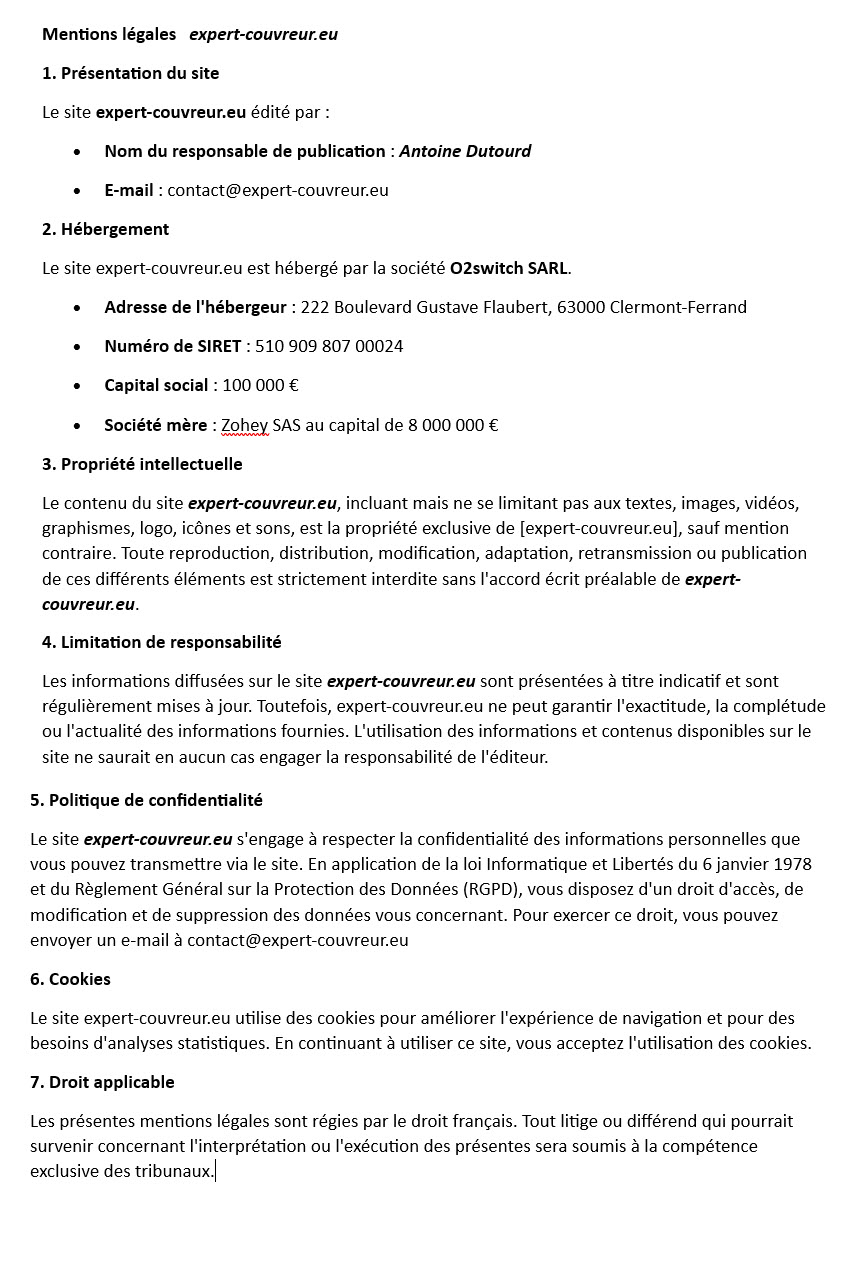 Mentions légales   expert-couvreur.eu